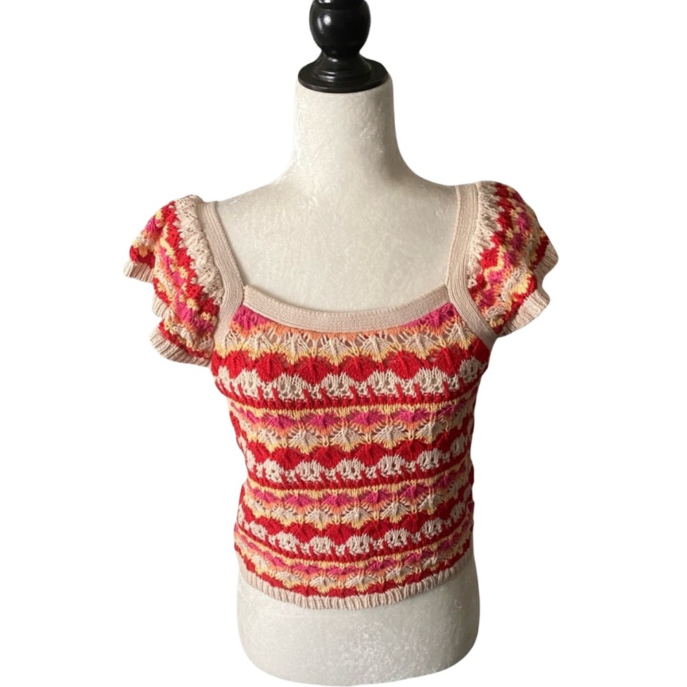 Colorful Crochet Women's Top NWT